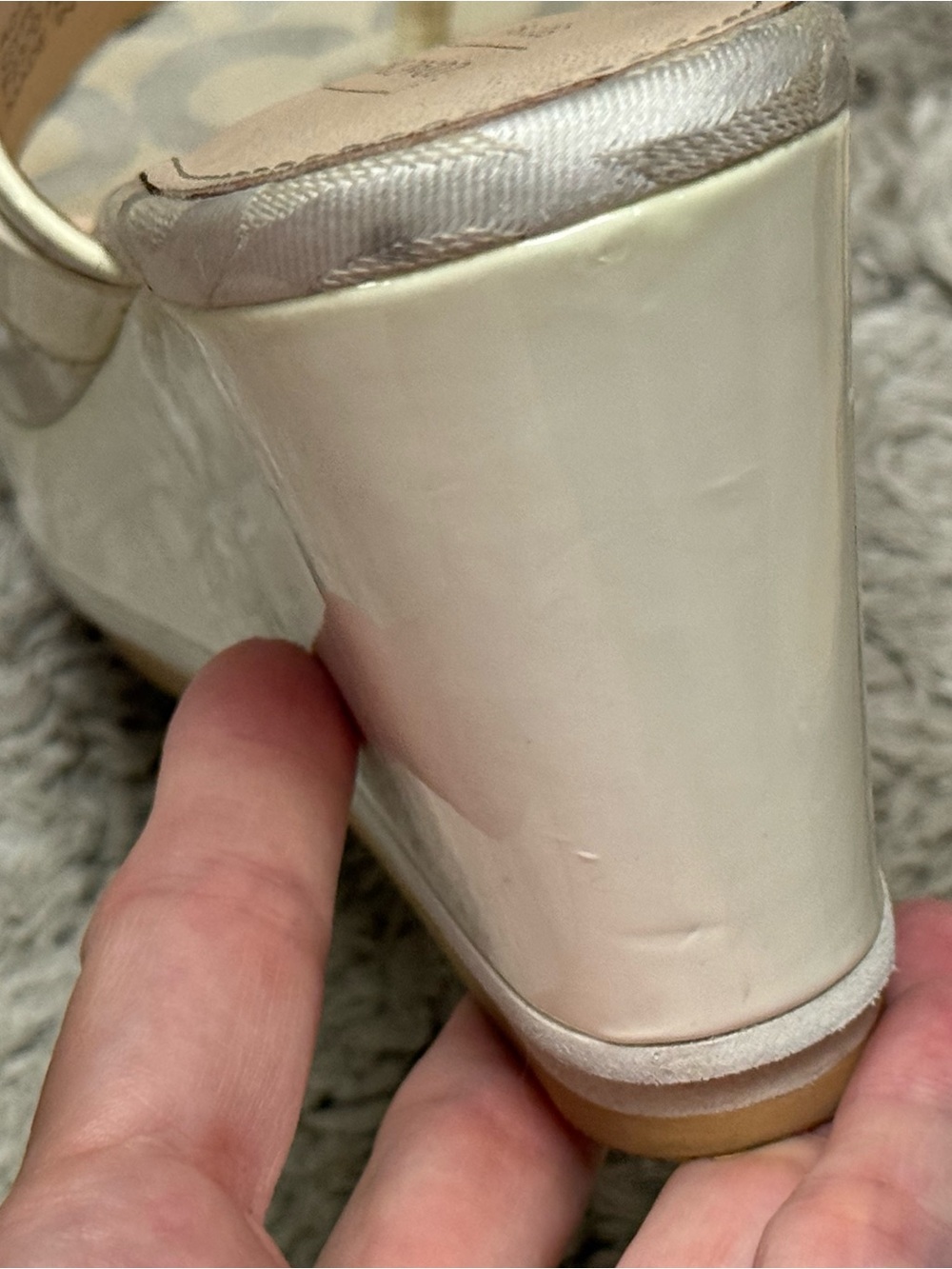 Coach Gypsy Vintage Women’s Logo Wedge Sandals in Cream with Gold Accent - Picture 7 of 13
